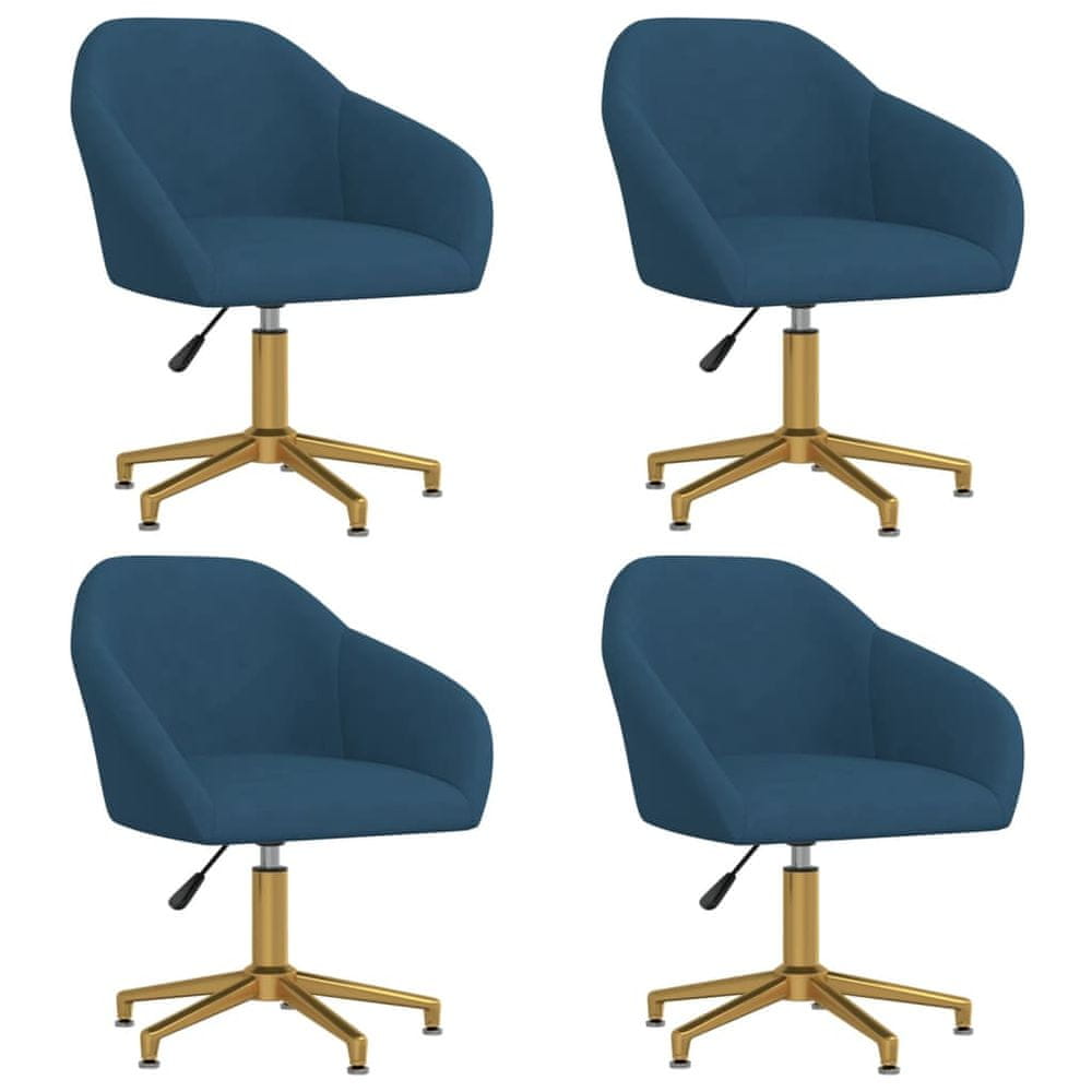 Petromila vidaXL Otočné jedálenské stoličky 4 ks modré zamatové